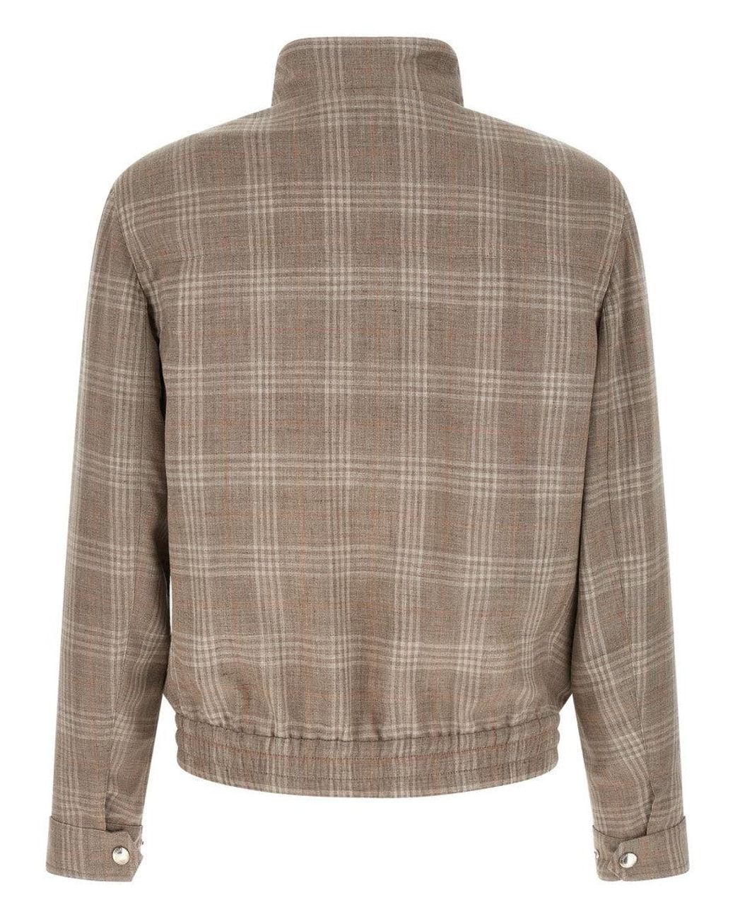 Brunello Cucinelli Brown Plaid Regular Jacket for men