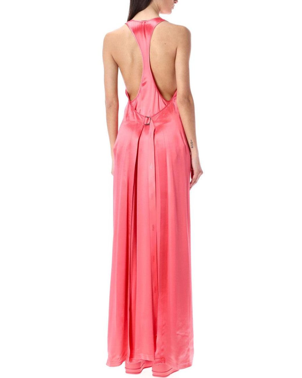 Fendi Pink Satin Long Dress