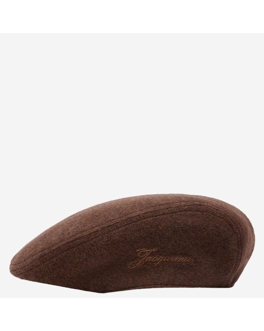 Jacquemus Brown Dark Embroidered Flat Beret Hat for men