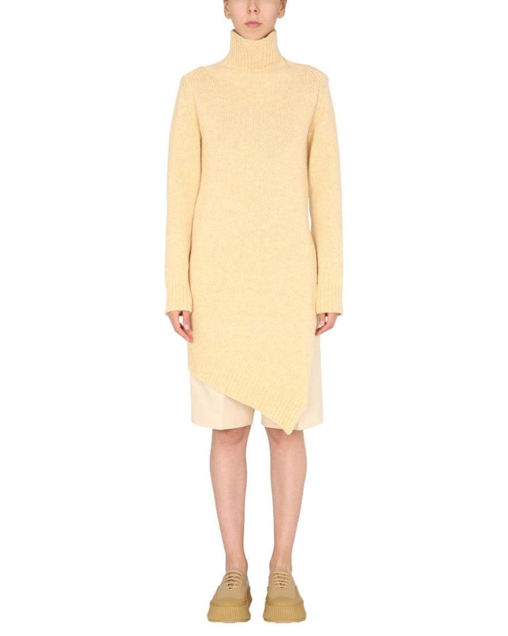 Jil Sander Yellow Knitted Turtle Neck Sweater