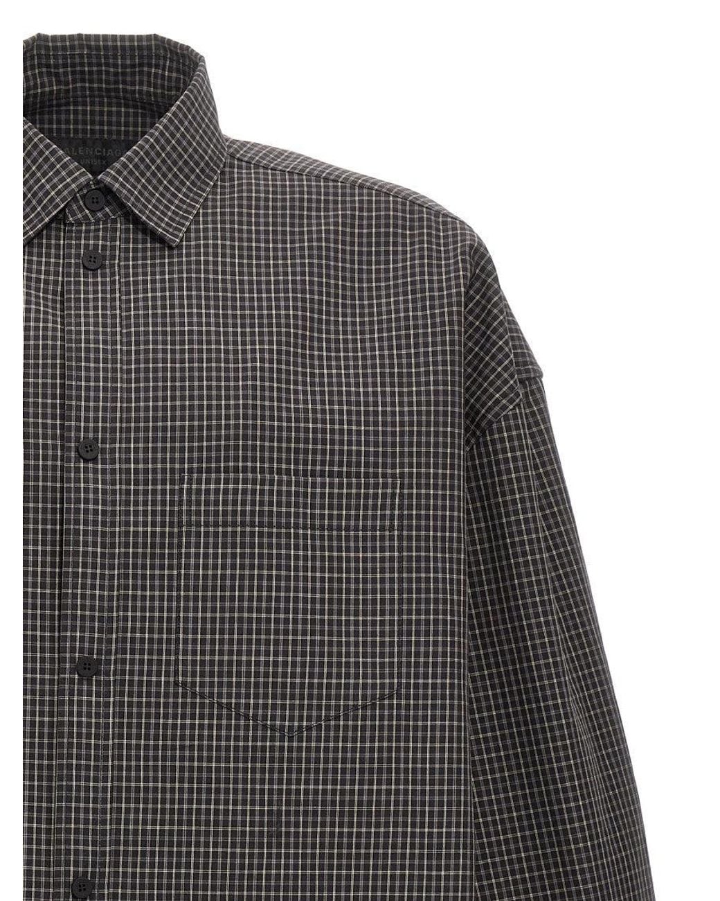 Balenciaga Gray Check Print Shirt