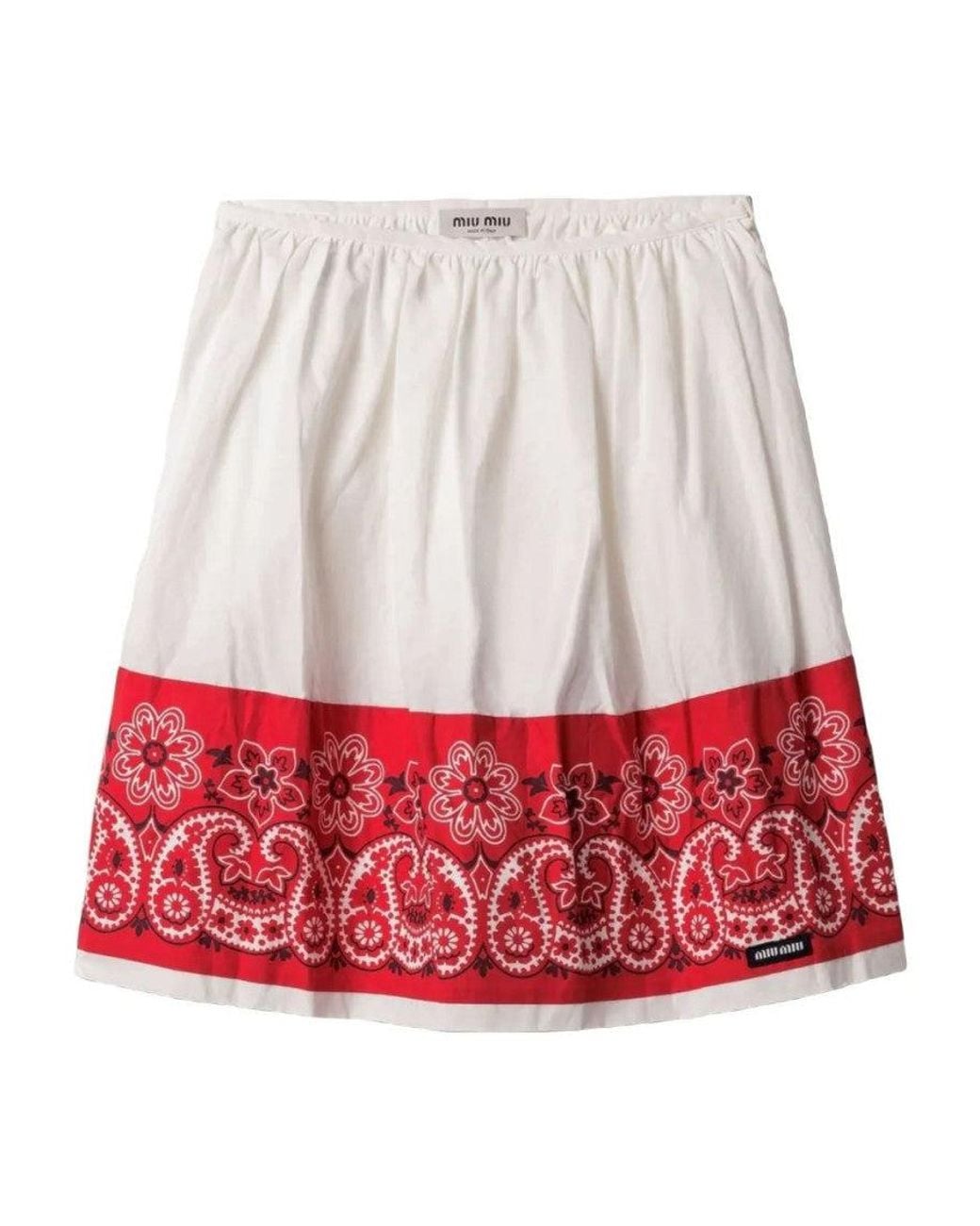 Miu Miu Red Printed Knee Length Skirt