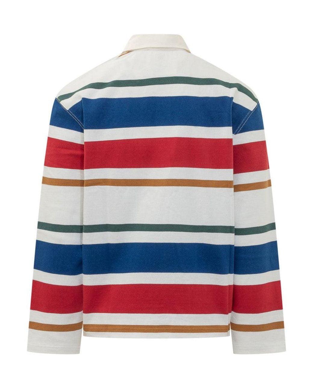 AMI Red Stripes Shirt Collar Polo for men