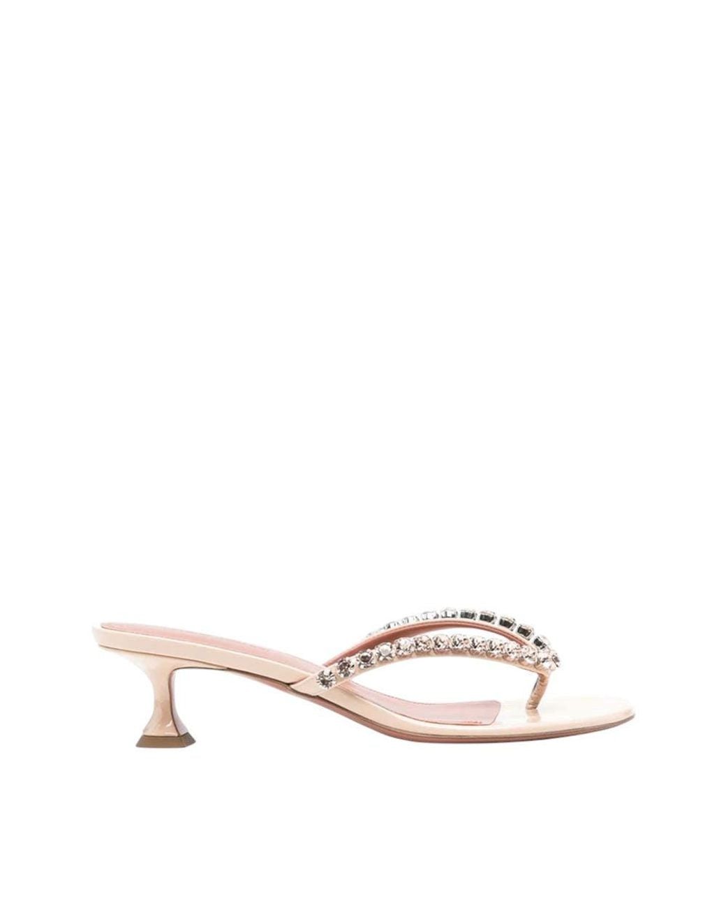 AMINA MUADDI Natural Embellished Gigi Heels