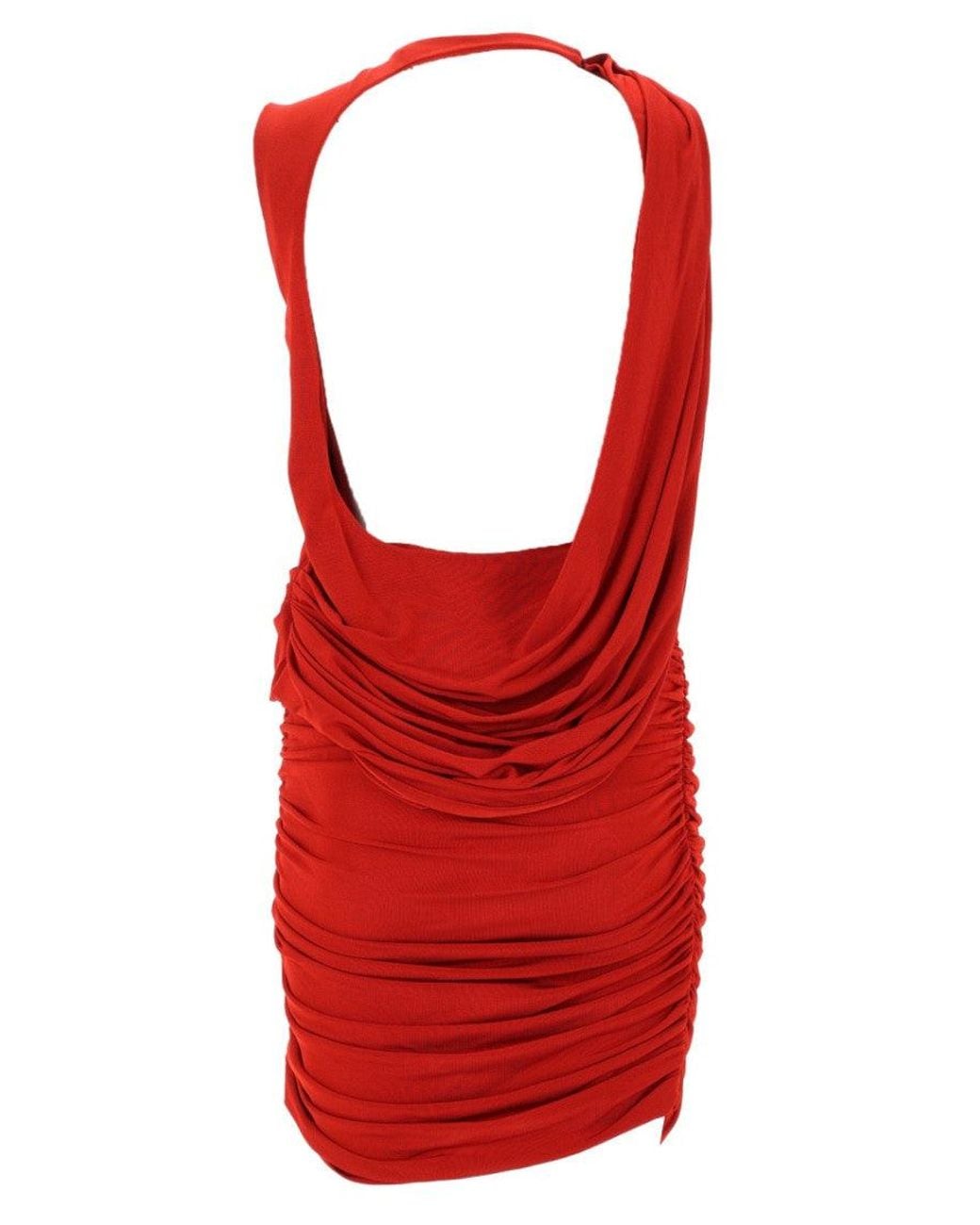 Magda Butrym Red Solid Round Neck Mini Dress