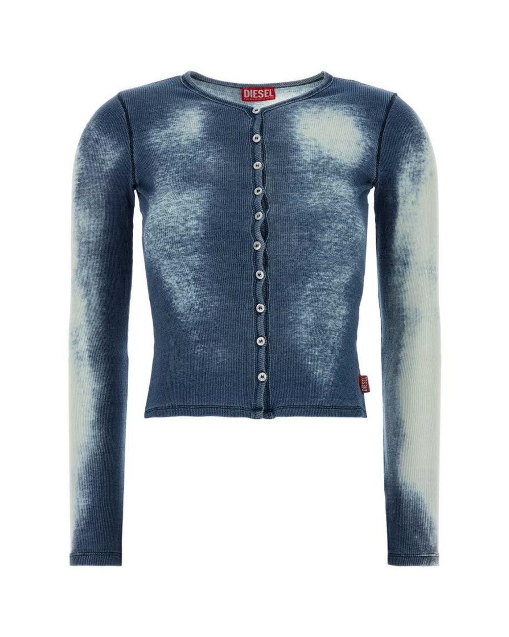 DIESEL Blue Tie-Dye Round Neck Top