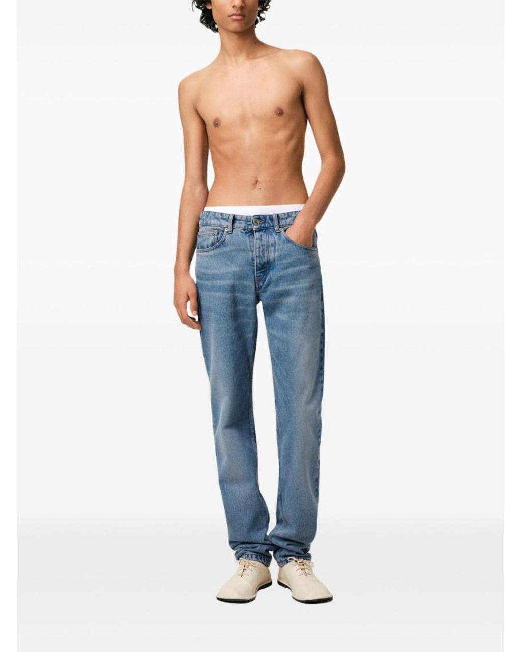 AMI Blue Cotton Slim Jeans for men