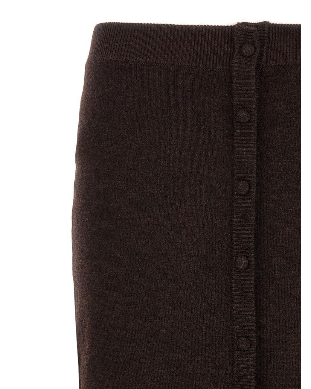 Victoria Beckham Black 'Bottoni' Midi Skirt