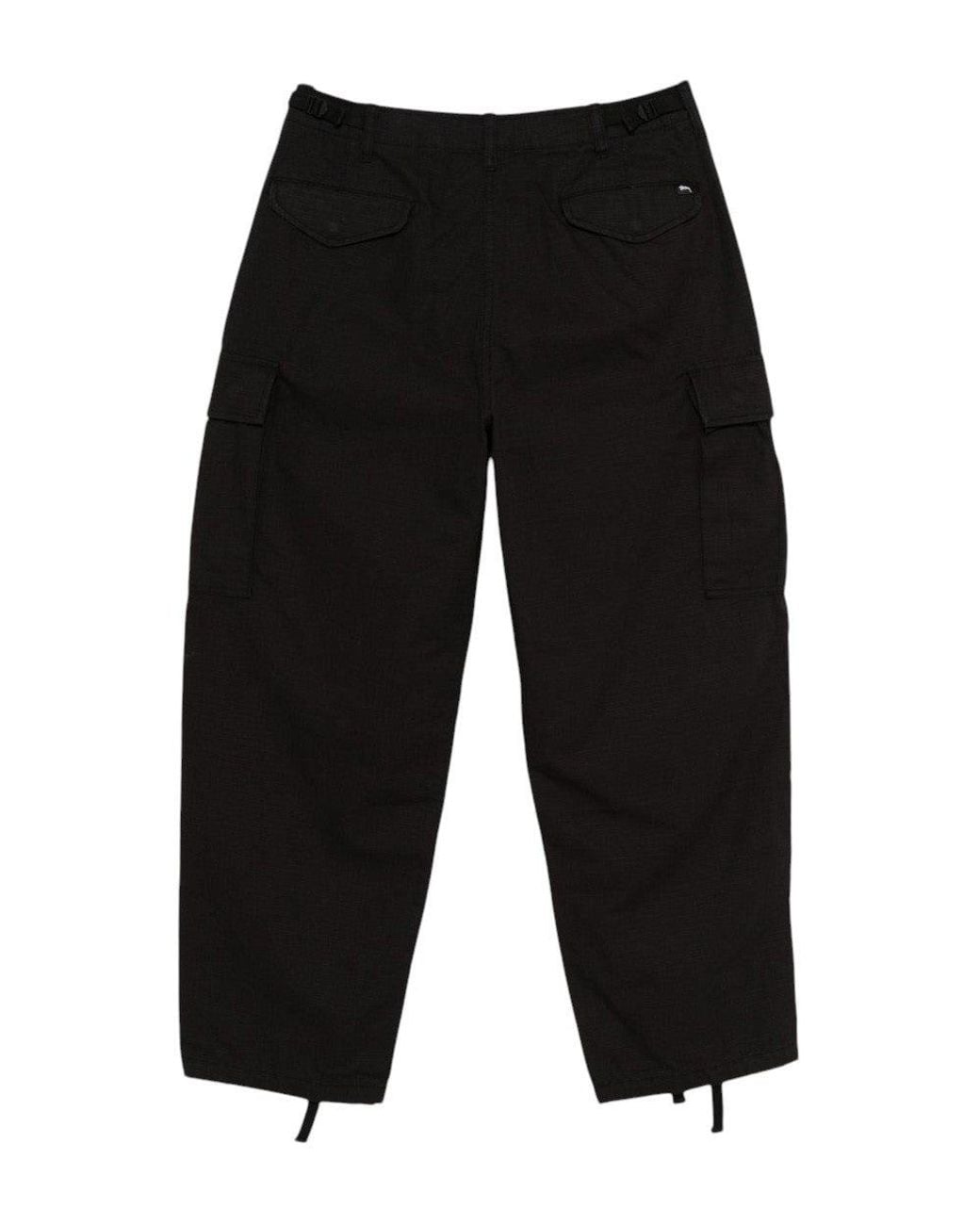 Stussy Black Relaxed Cargo Trousers for men