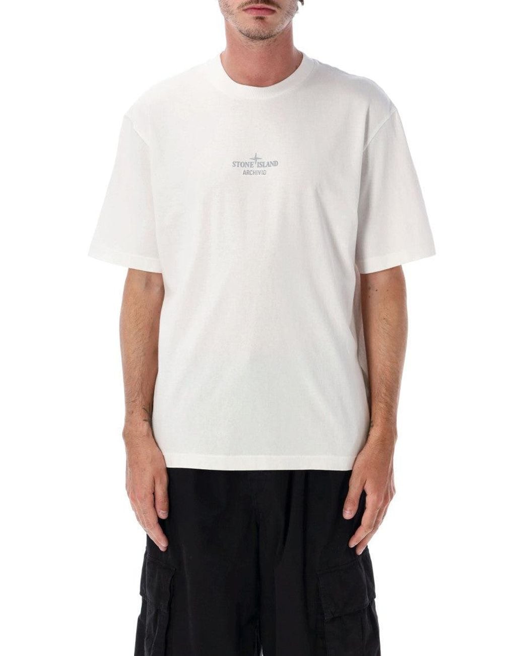 Stone Island White Crew Neck T-Shirt for men