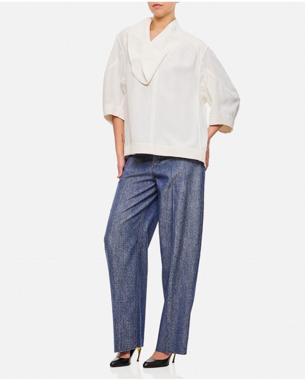Bottega Veneta White Viscose And Linen Blouse