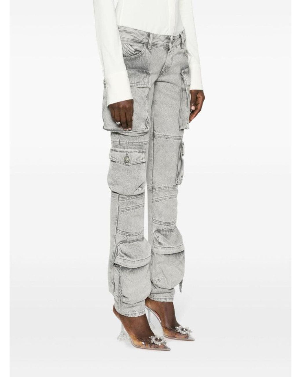 The Attico Gray Oversized Cargo Denim Pants