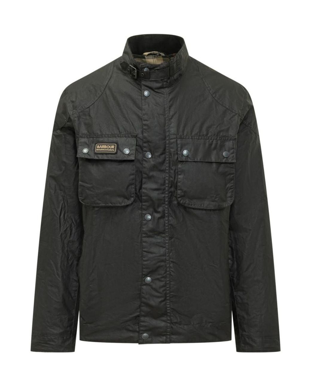 Barbour Black Solid Mandarin Collar Jacket for men