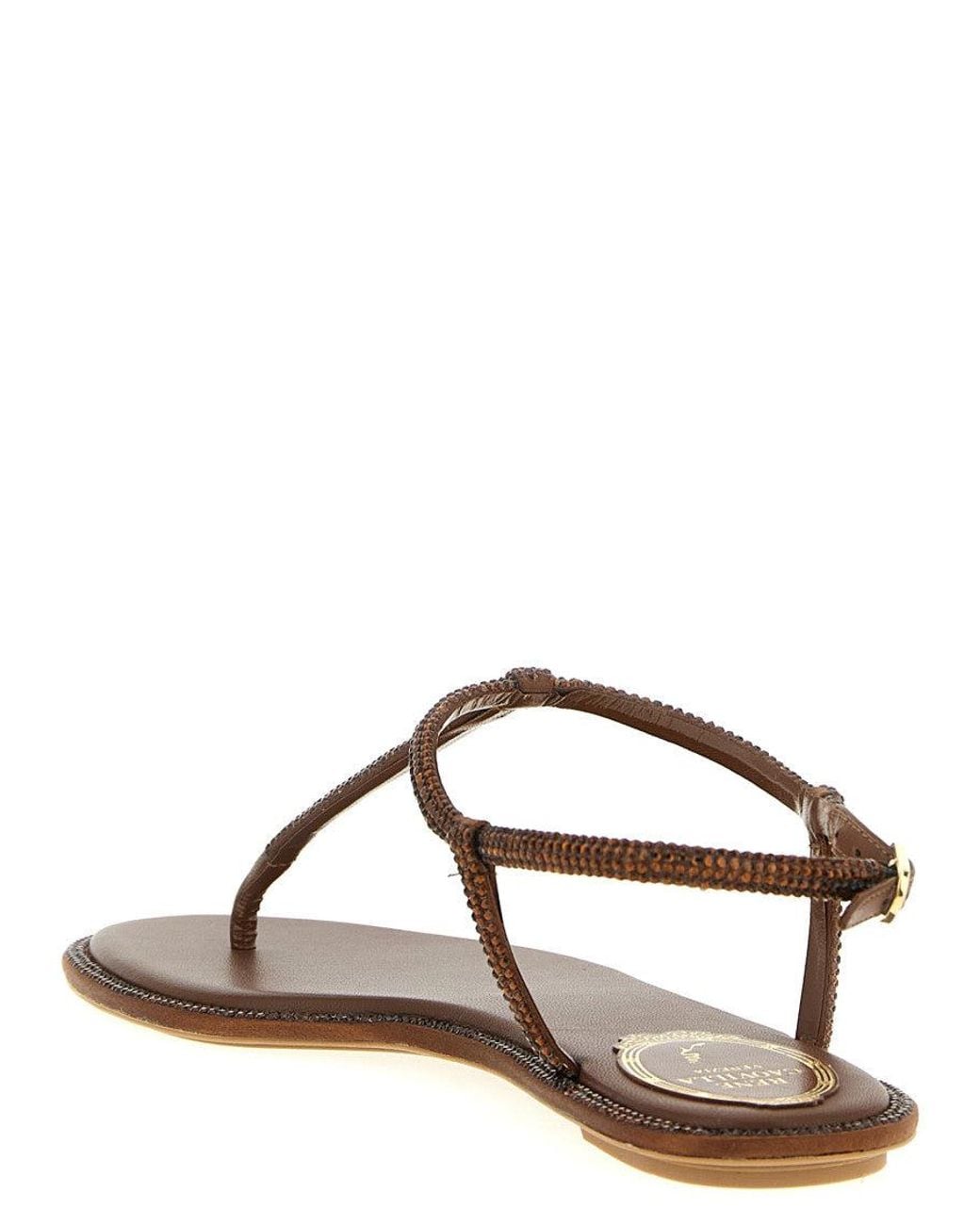 Rene Caovilla Brown Slip On Sandals