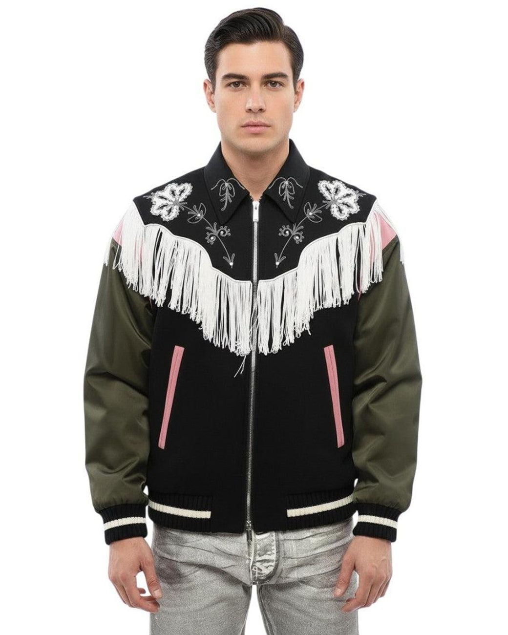 DSquared² Black Shirt Collar Varsity Jacket for men
