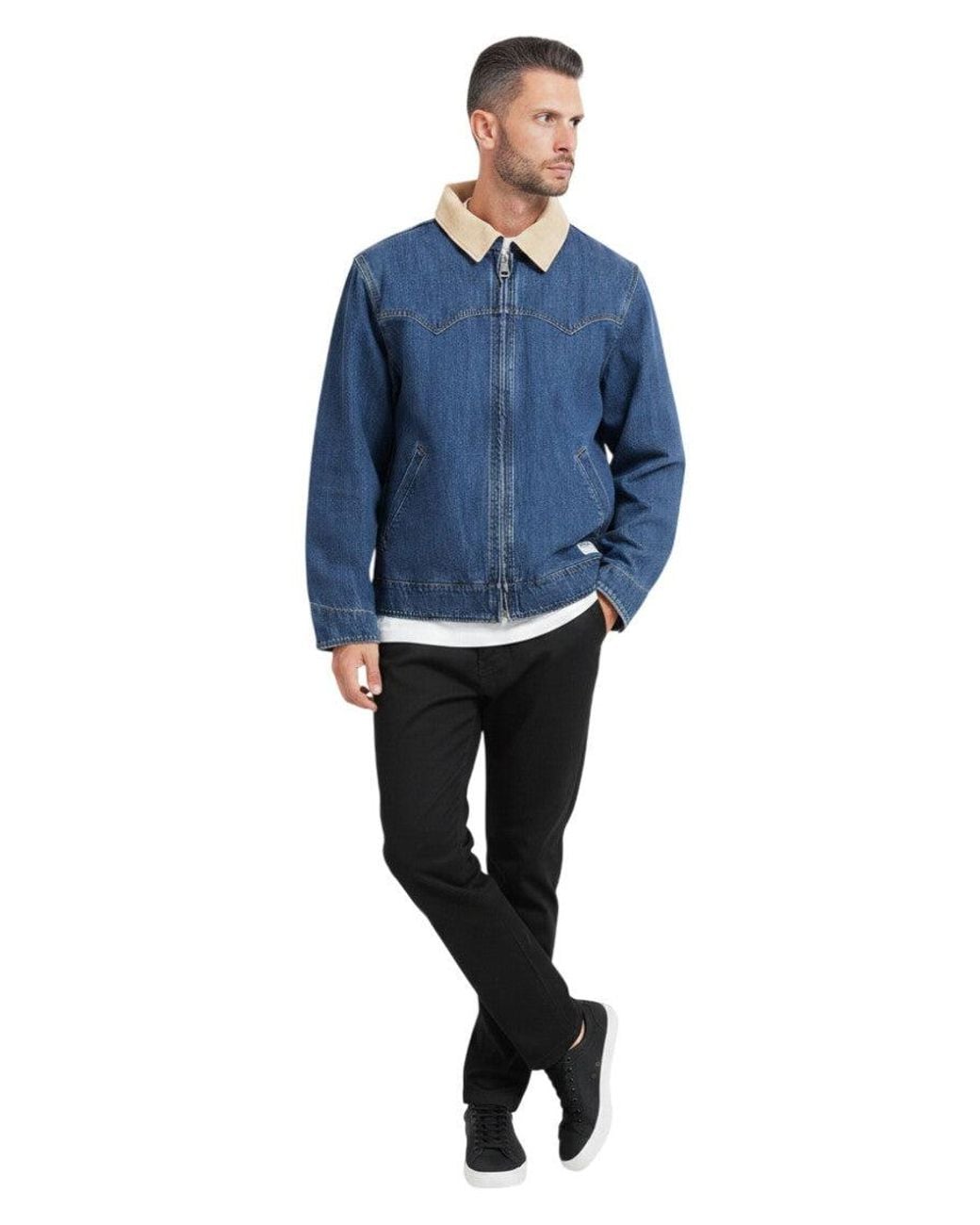 HUGO Blue Shirt Collar Denim Jacket for men