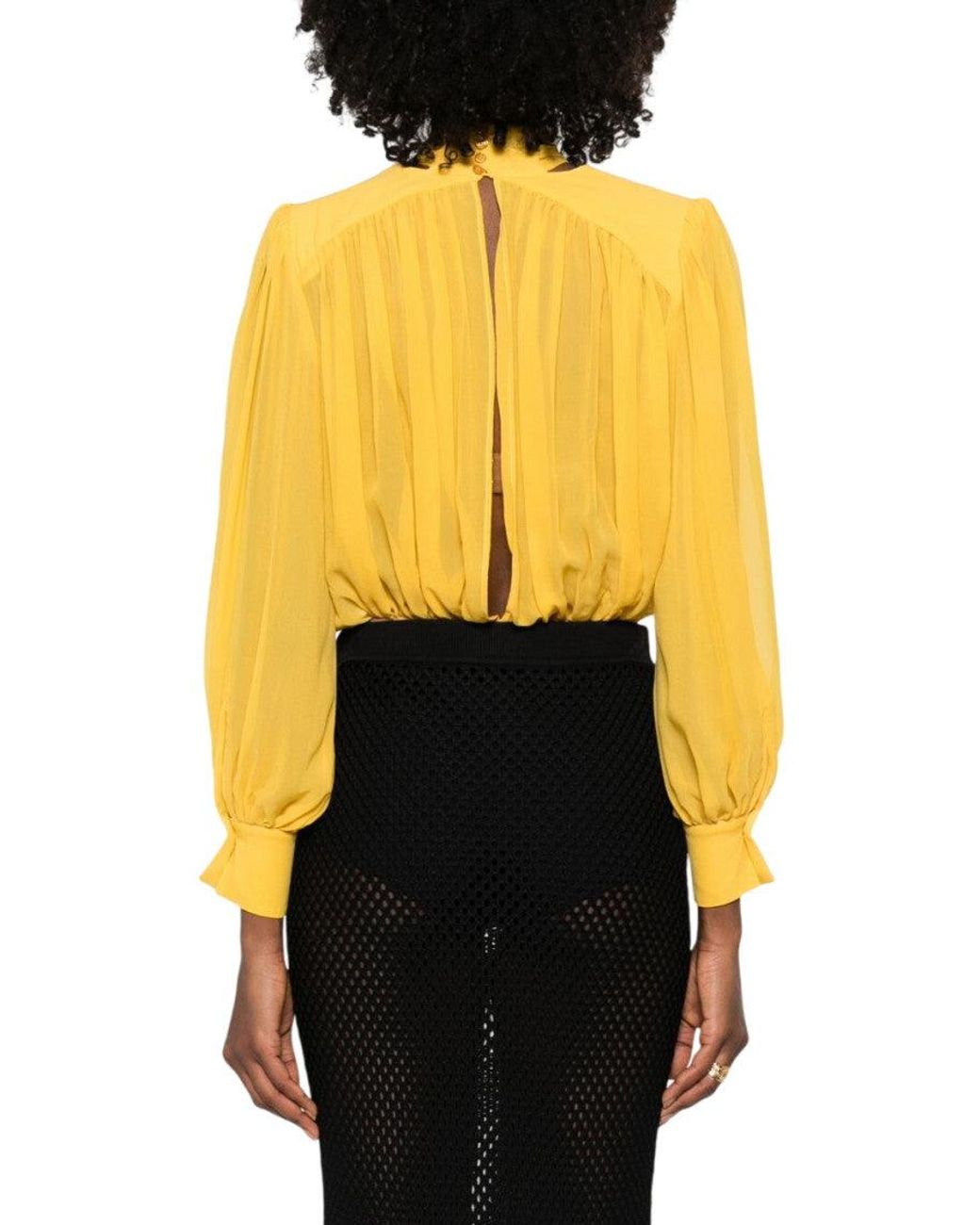 Elisabetta Franchi Yellow Band Collar Top