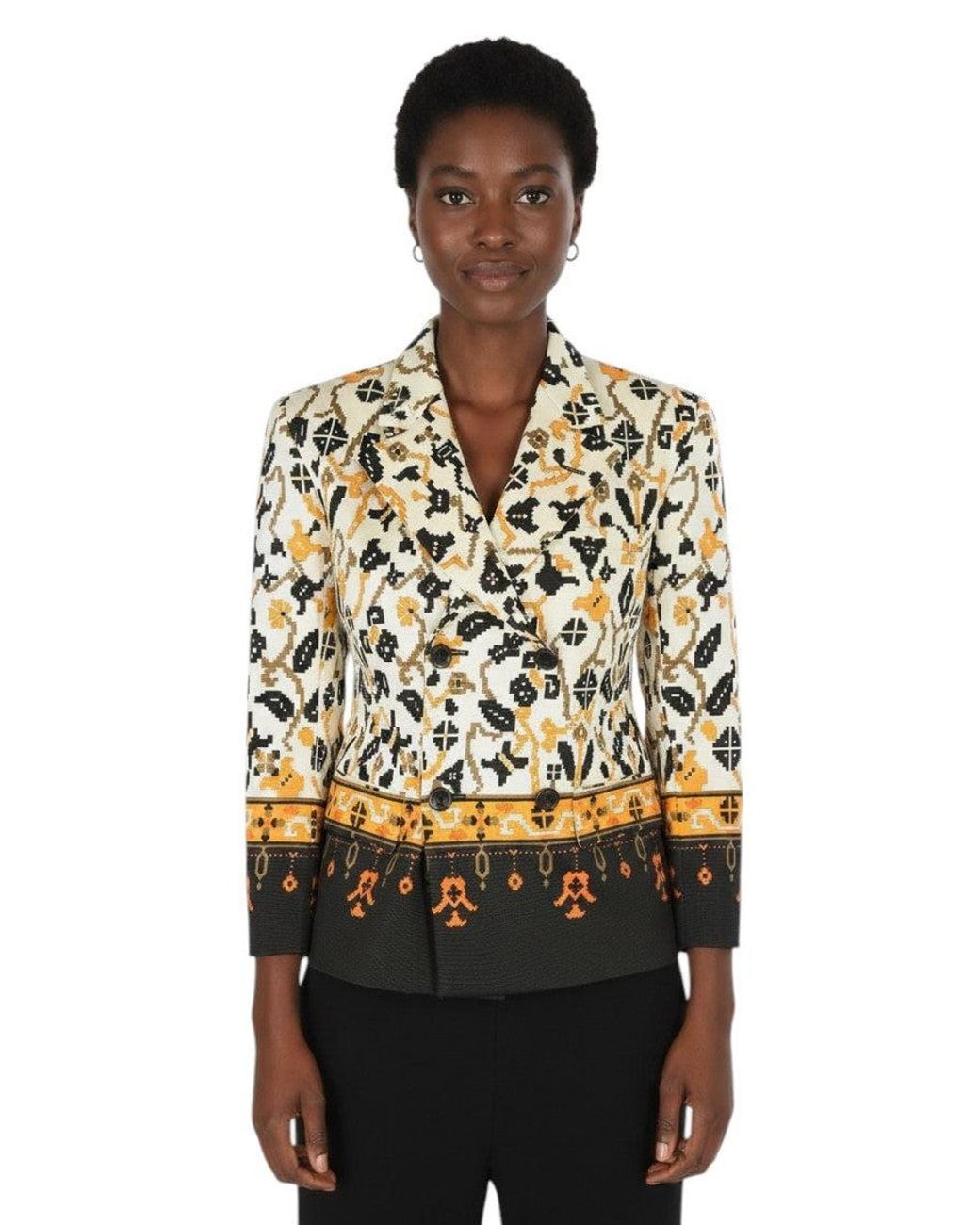 Maison Margiela Black Floral Notched Lapel Jacket