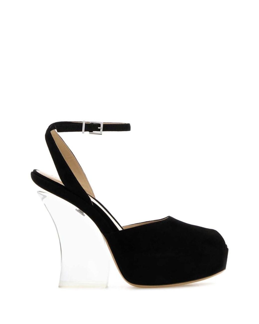 Fendi Black Suede Ankle-Strap Heels