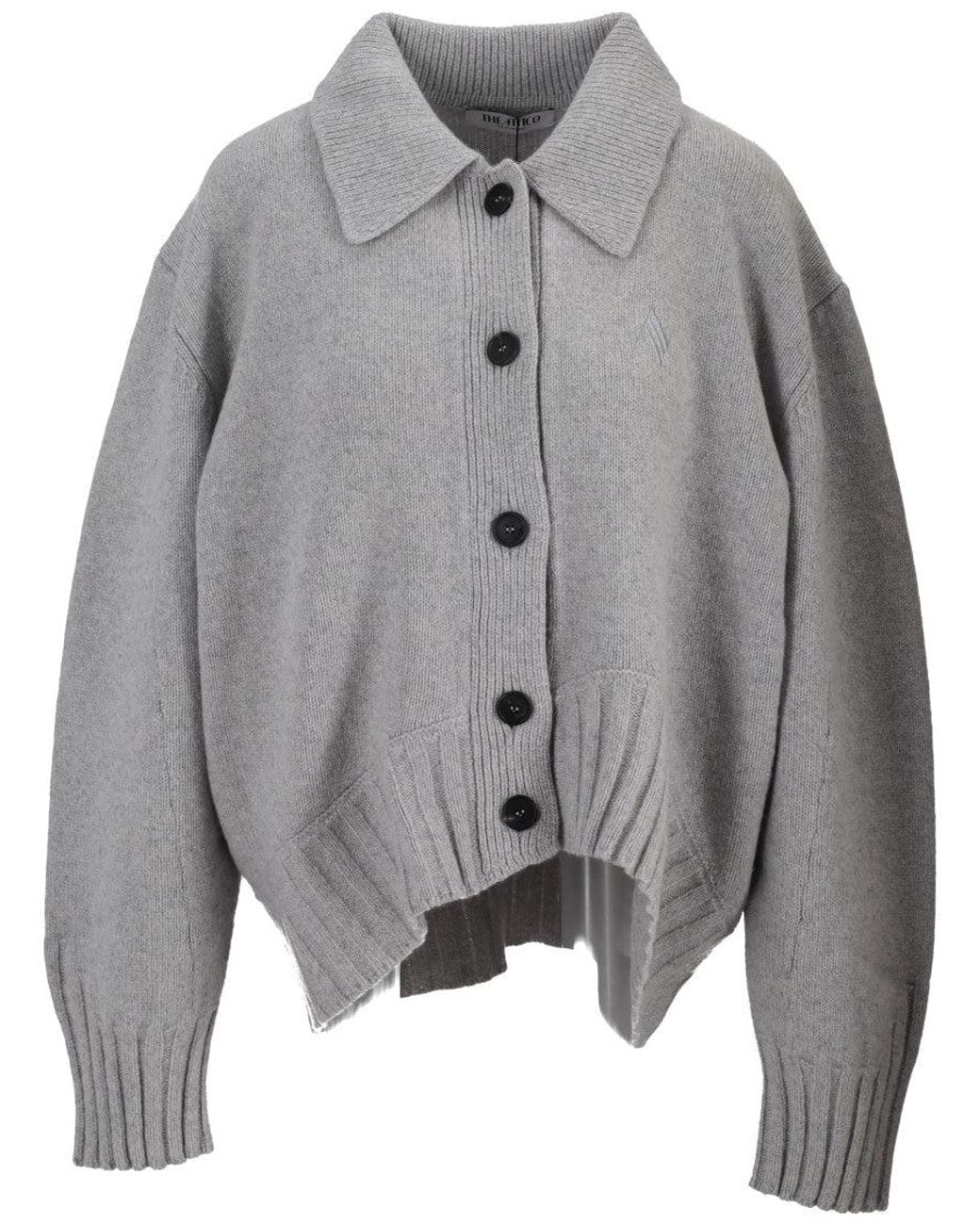 The Attico Gray Light Wool Cardigan