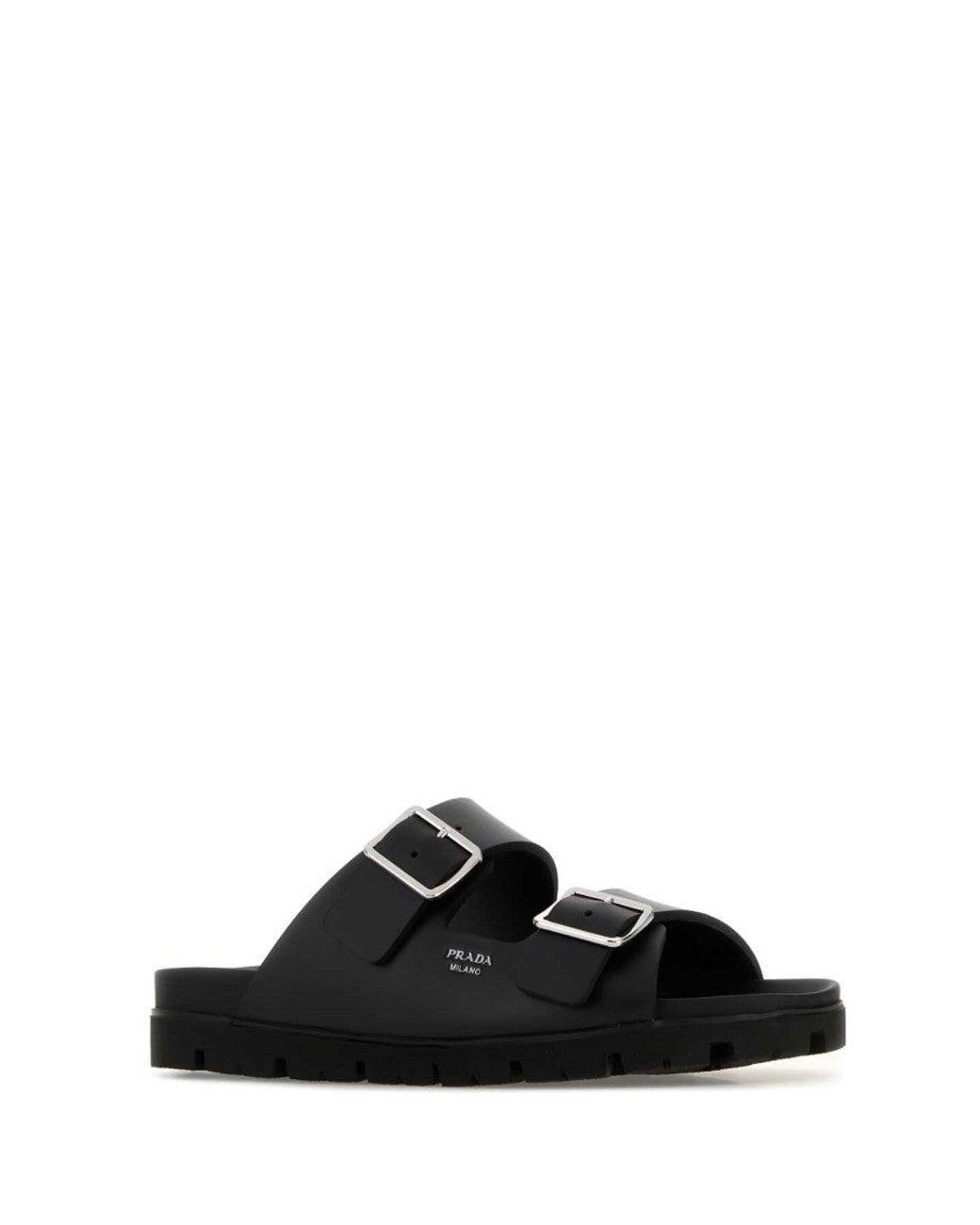 Prada Black Solid Lifestyle Sandals for men