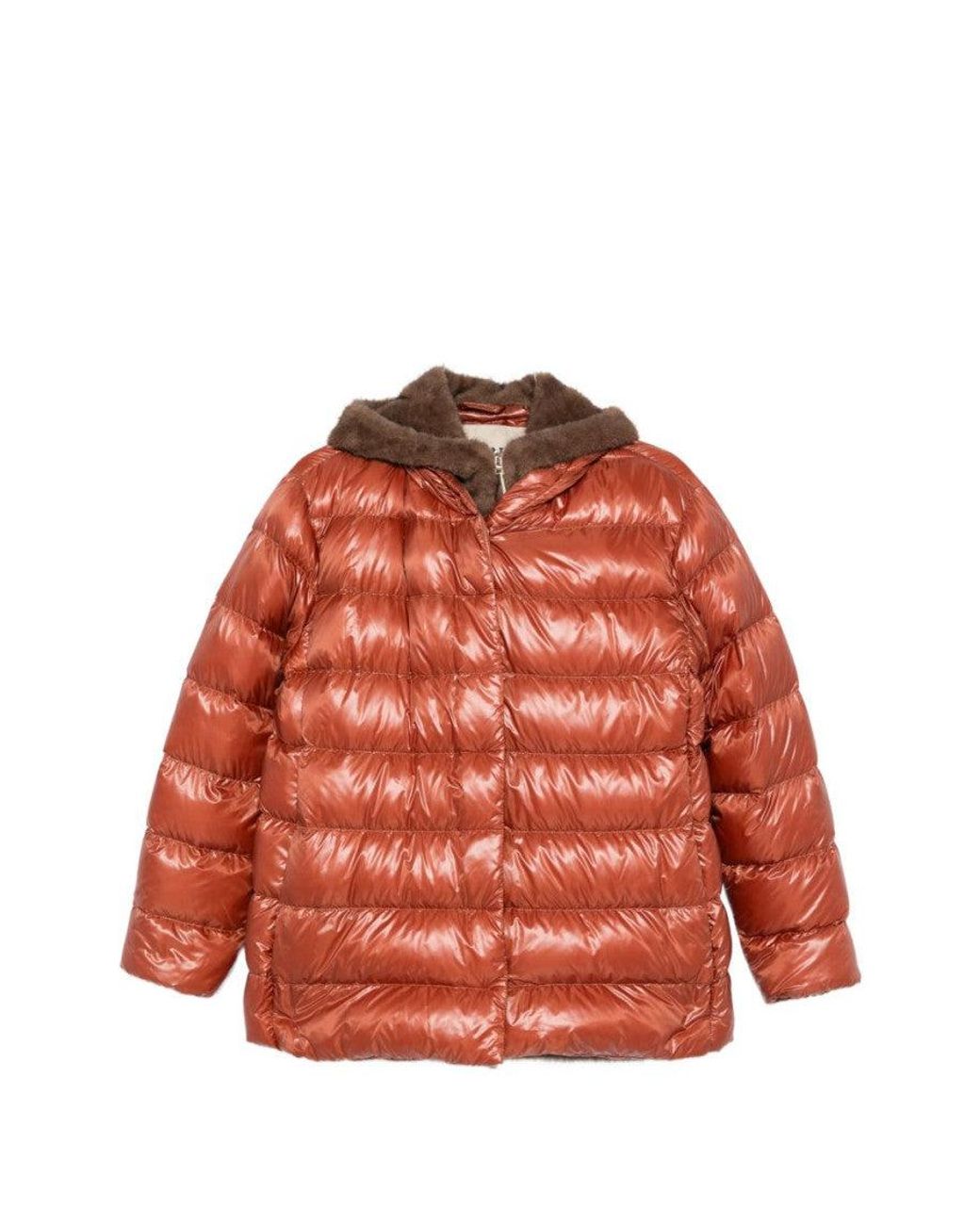 Herno Orange Quilted Hood Jacket