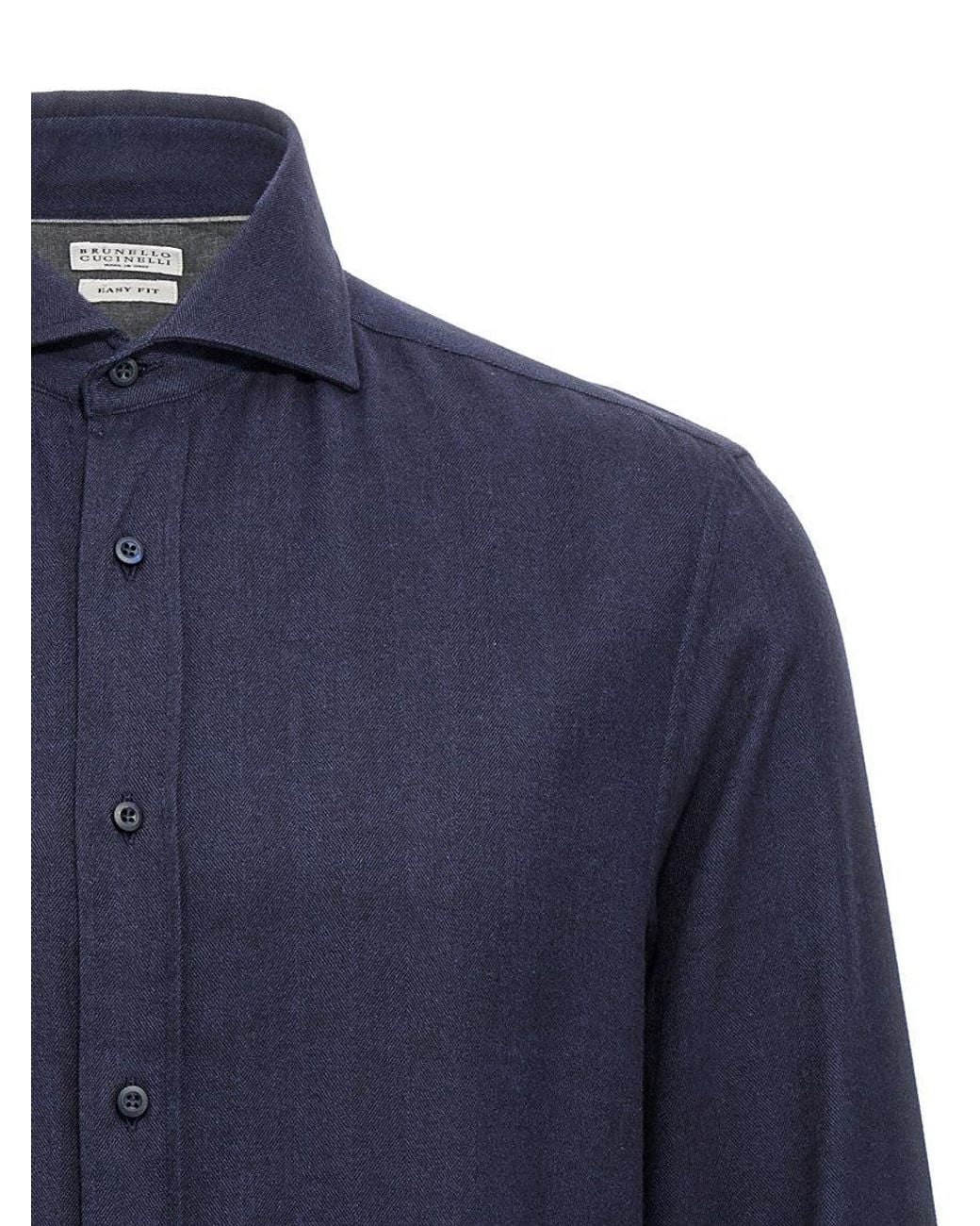 Brunello Cucinelli Blue Regular Fit Shirt for men