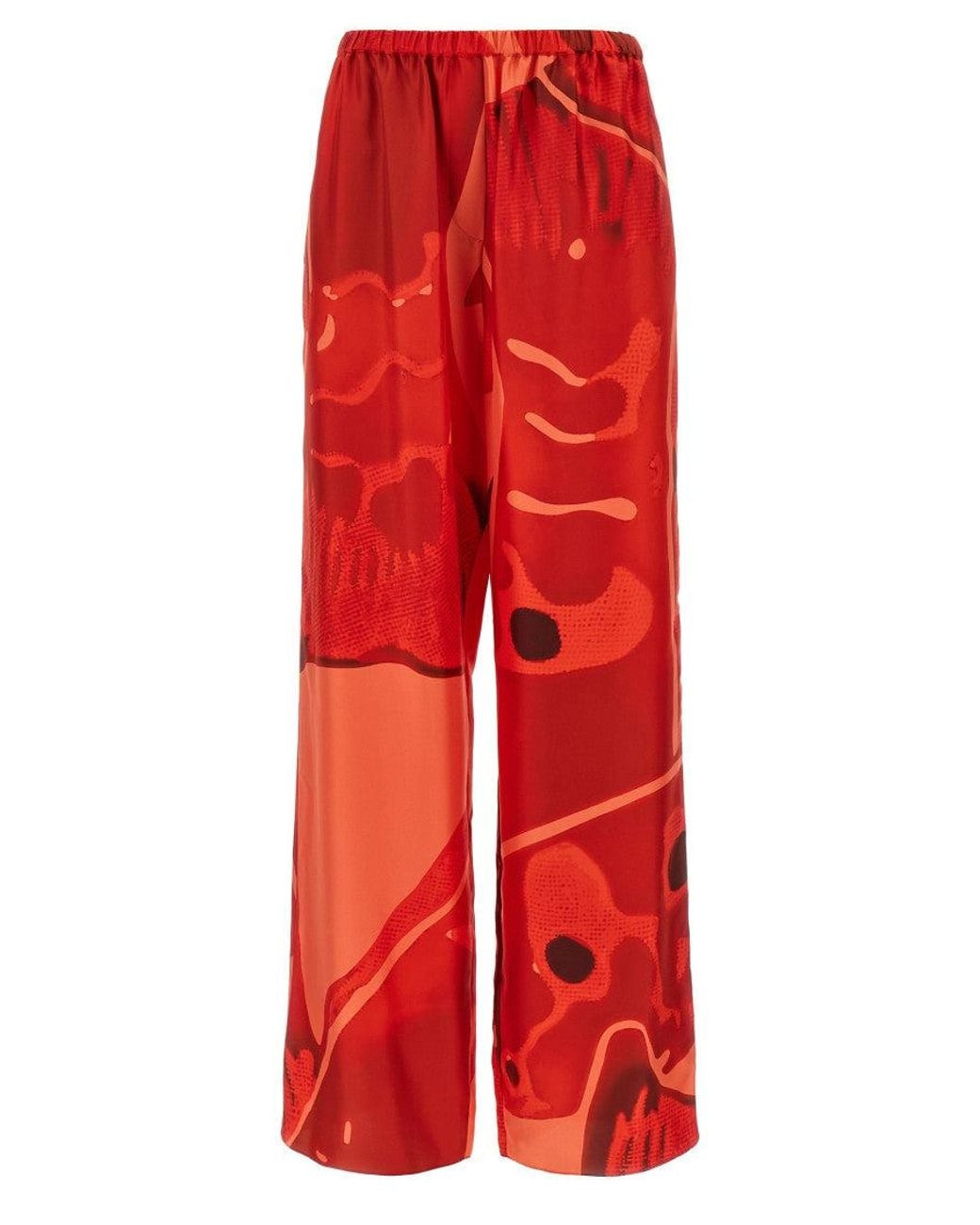 Ferragamo Red Palazzo Silk Pants