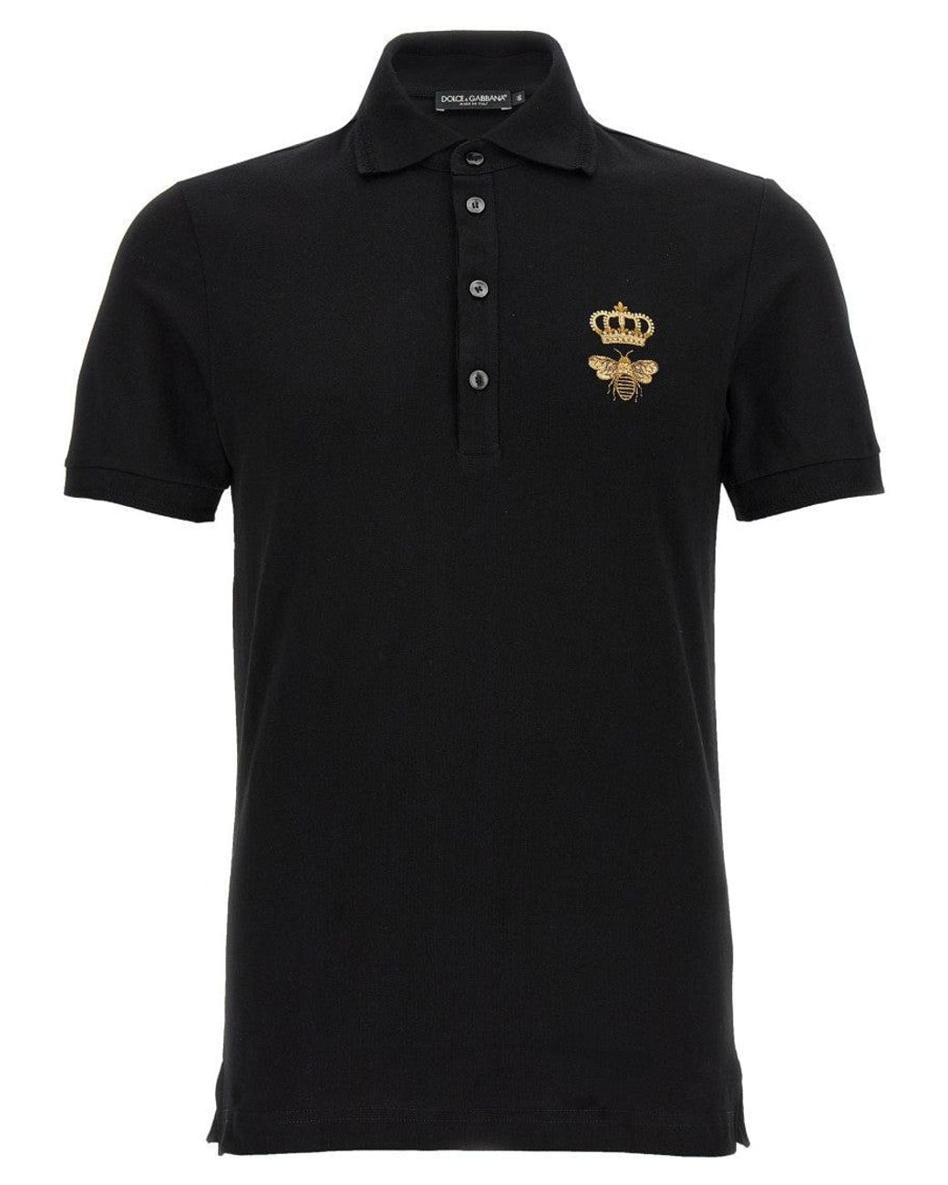 Dolce & Gabbana Black Embroidery Piquet Polo for men