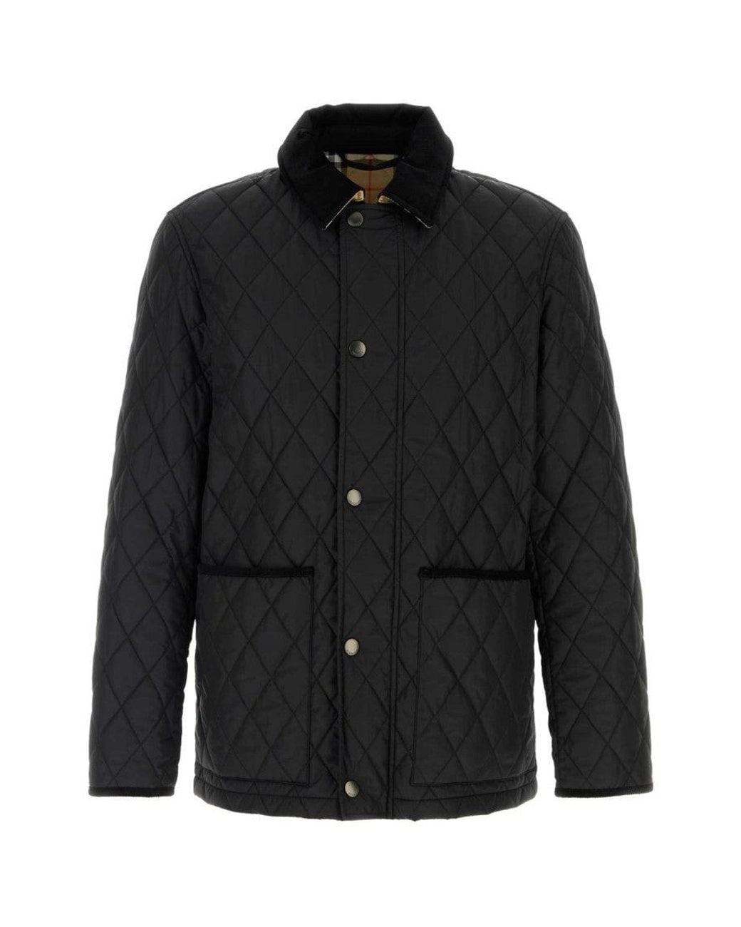 Burberry Black Quilted Shirt Collar Jacket for men
