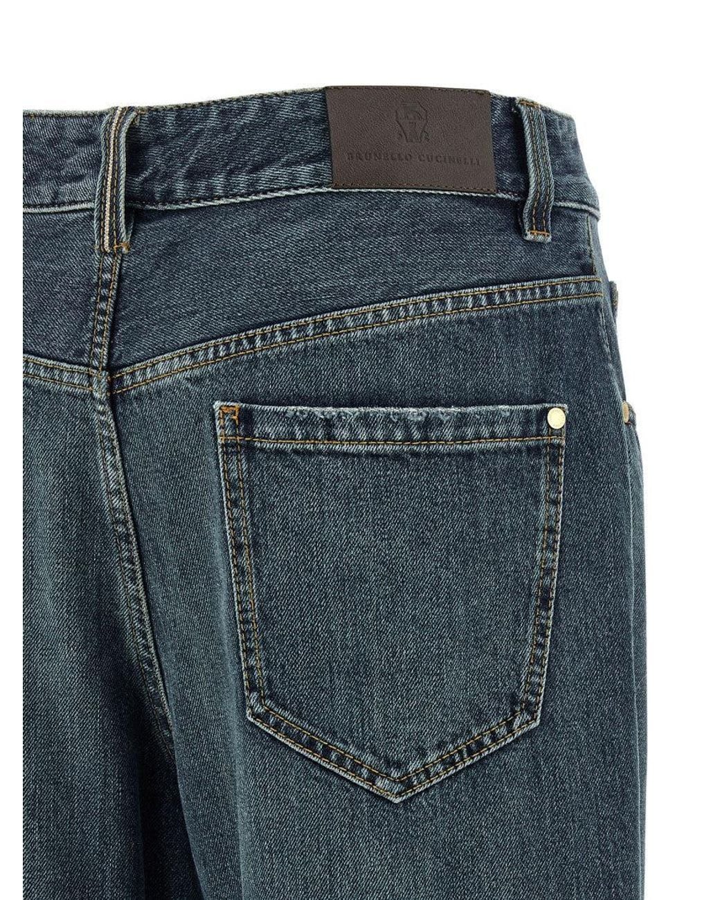 Brunello Cucinelli Blue Loose Mid Rise Jeans