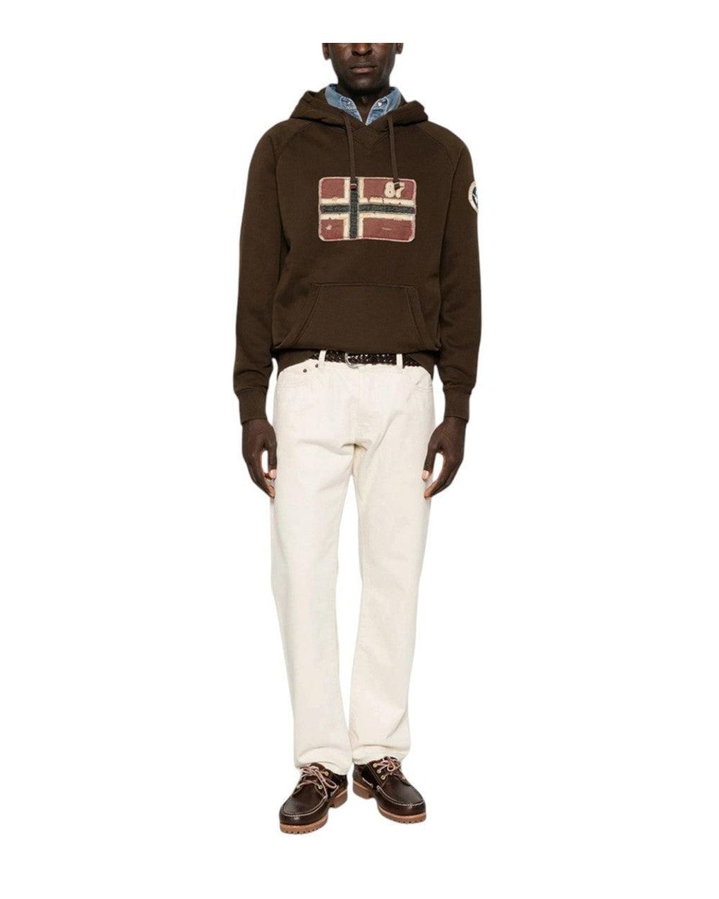 Napapijri Brown Regular Logo Hoodie for men