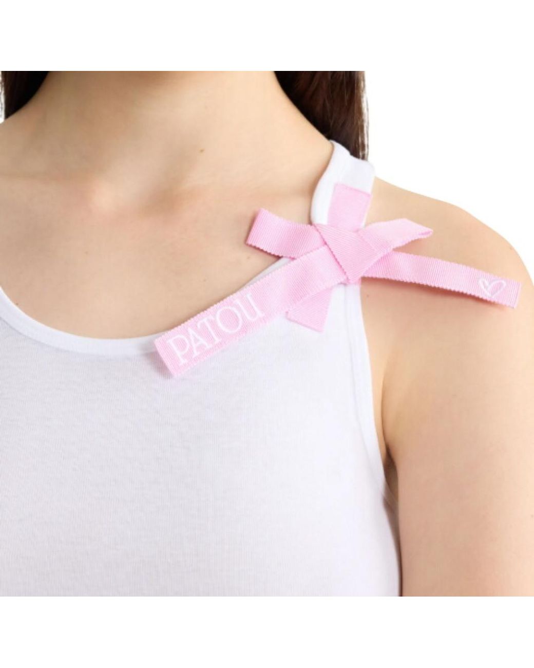 Patou White Bow Round Neck Top