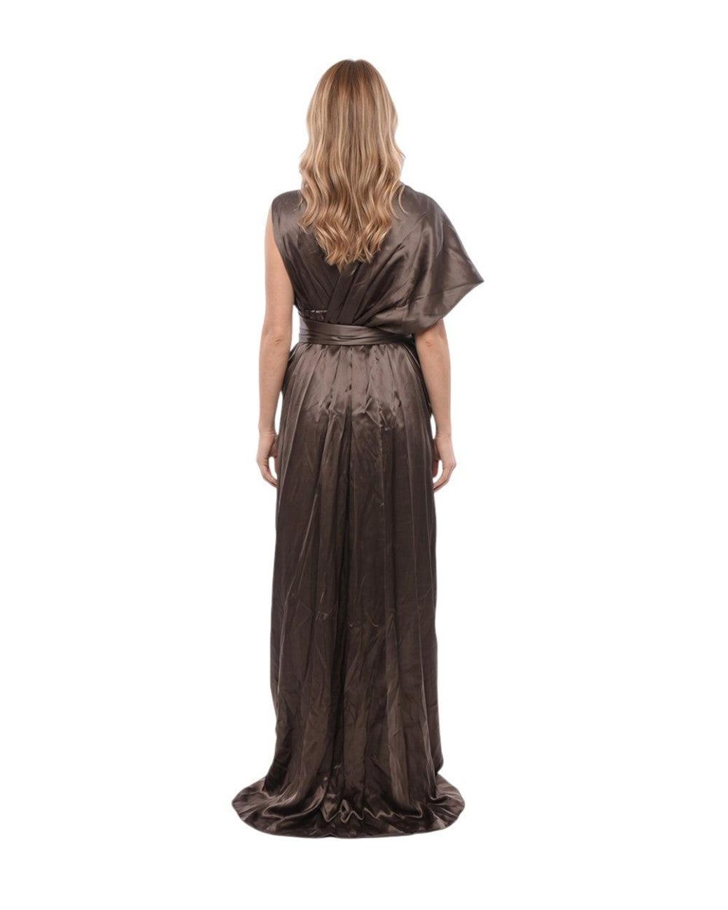 Balmain Brown V Neck Maxi Dress