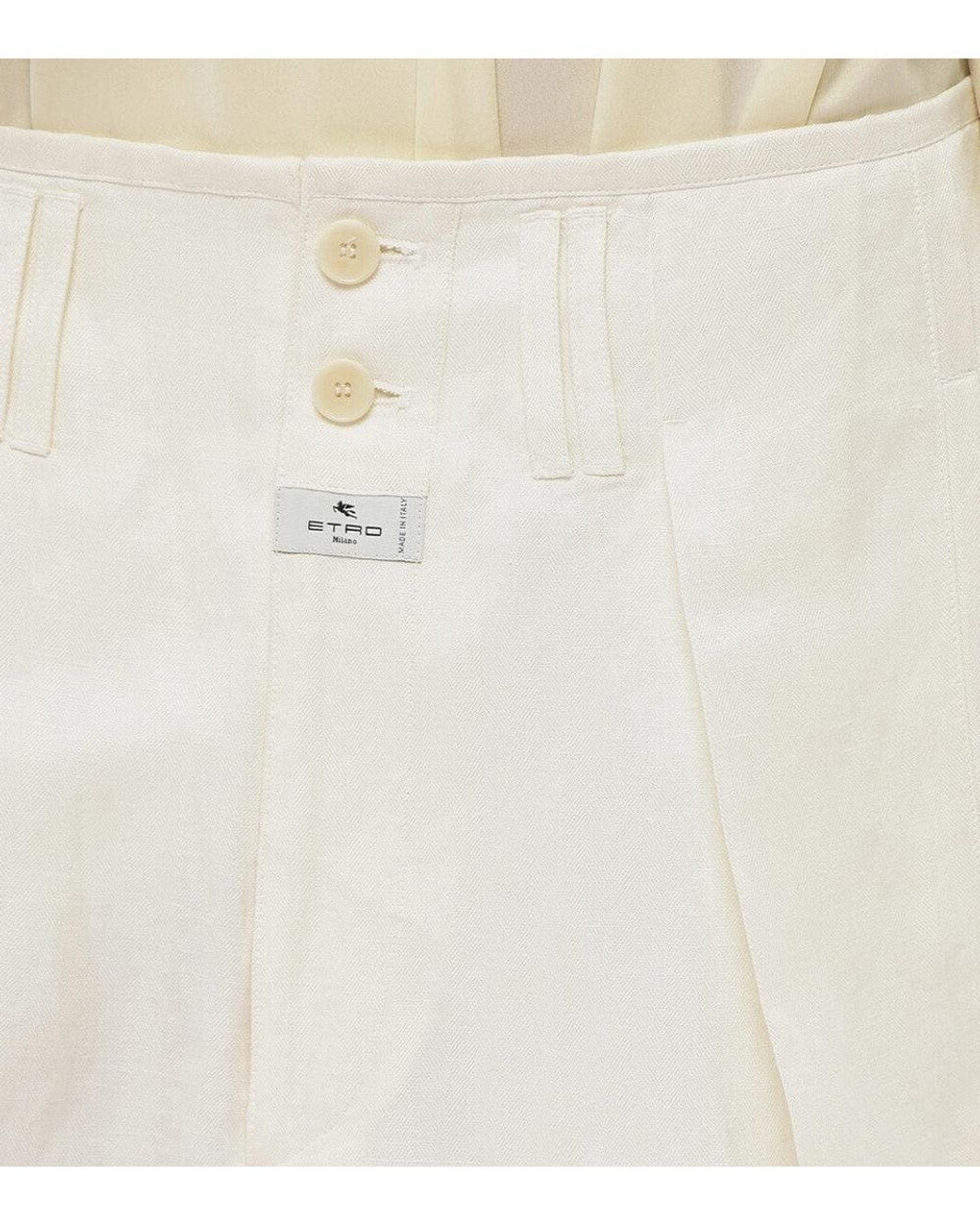 Etro White Loose Pleated Pants