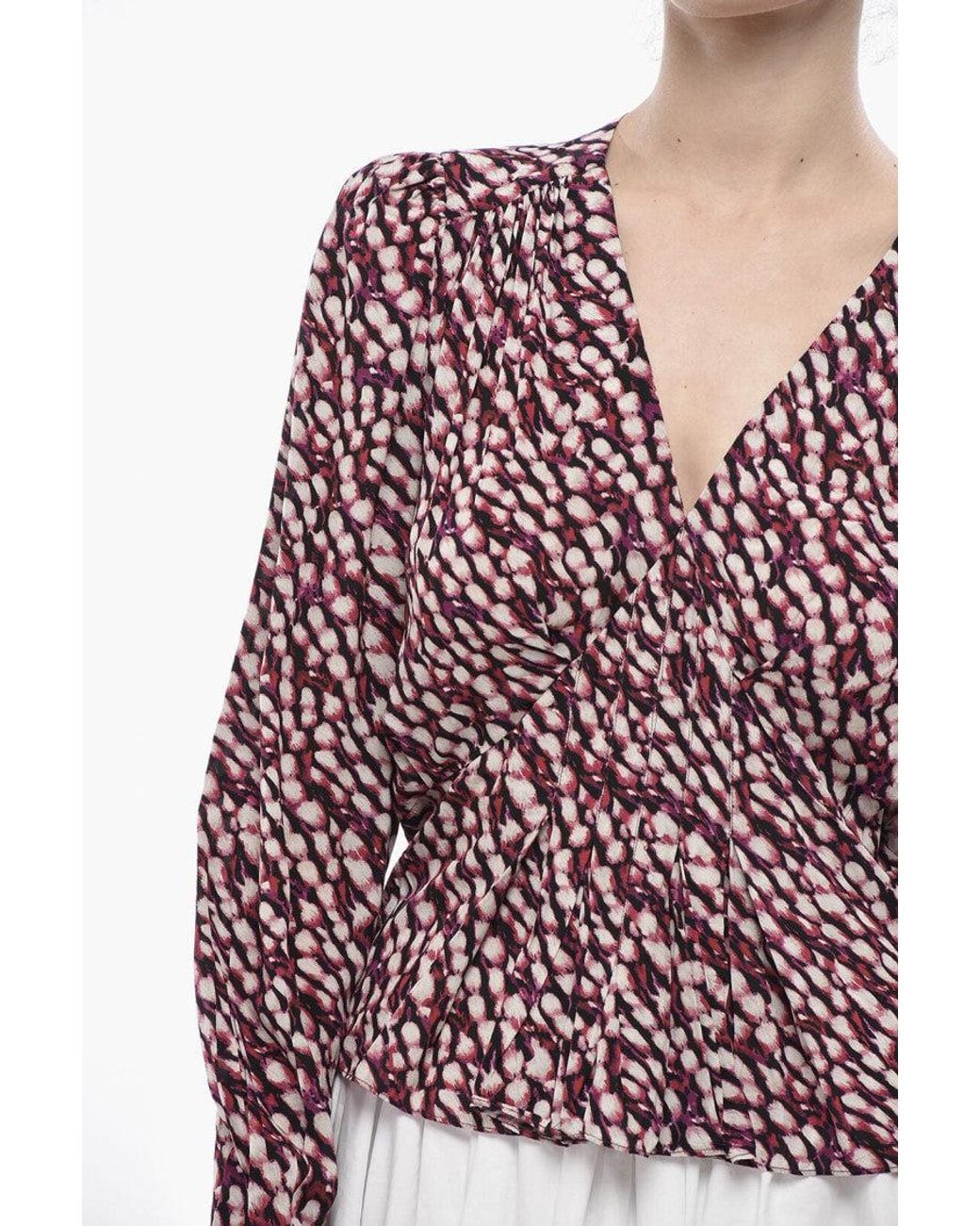 Isabel Marant Purple Printed V Neck Top