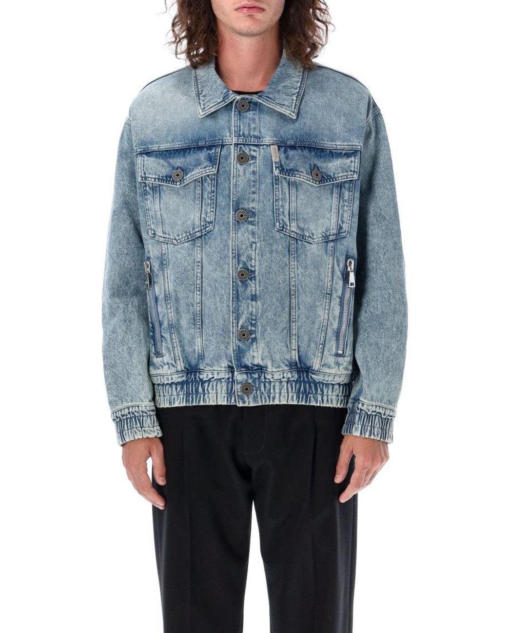 Balmain Blue Shirt Collar Jacket for men