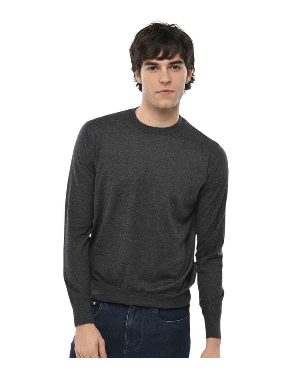 Oliver Lattughi Black Dark Crew Neck Sweater for men