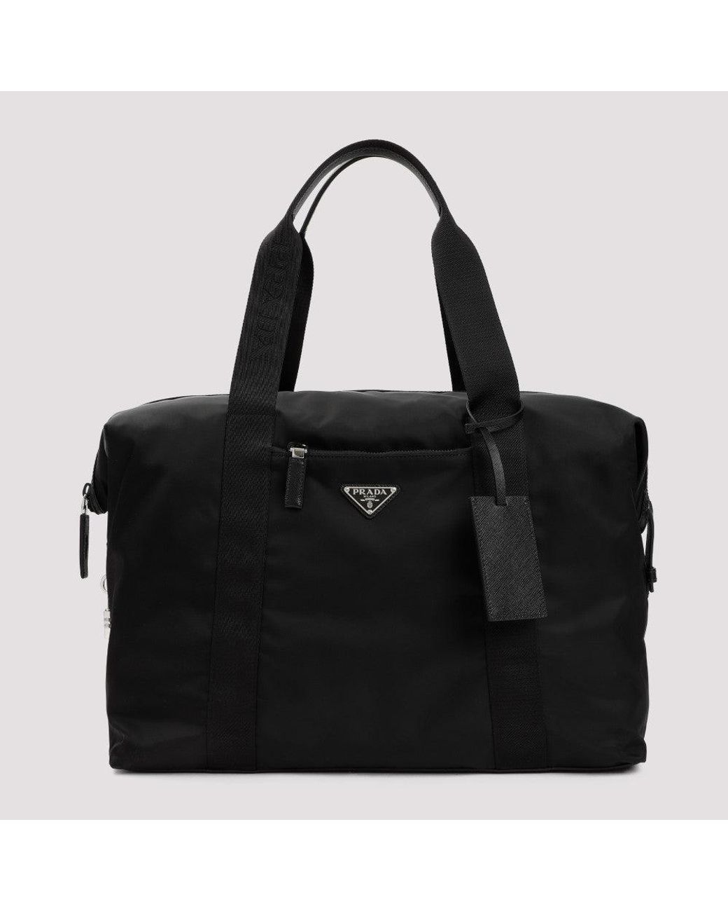 Prada Black Logo Duffle Bag for men