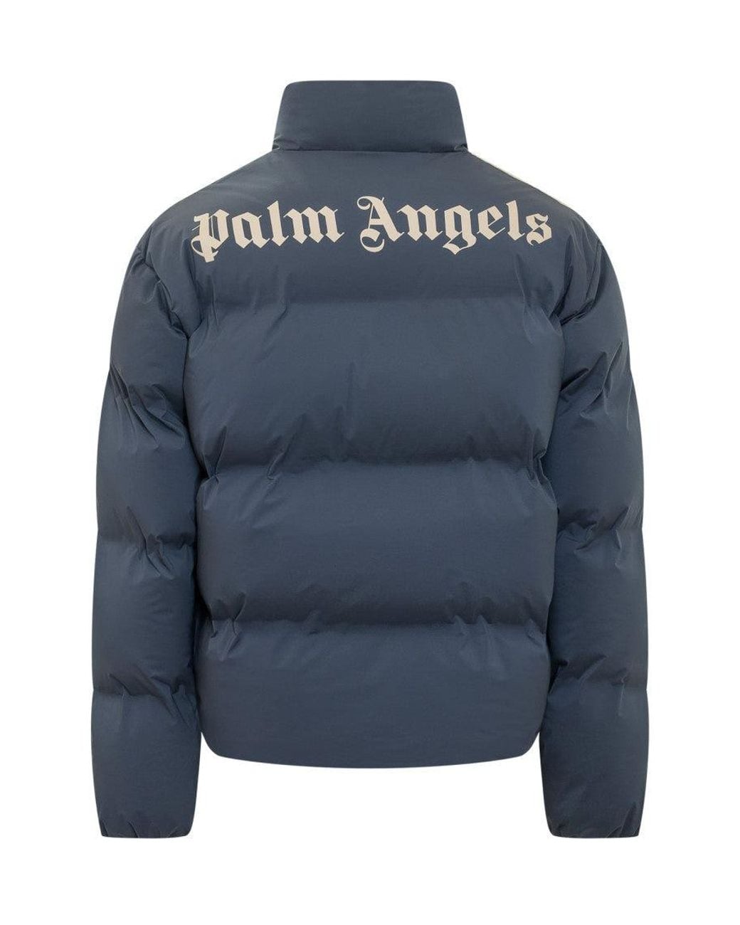 Palm Angels Blue Solid Mock Collar Jacket for men