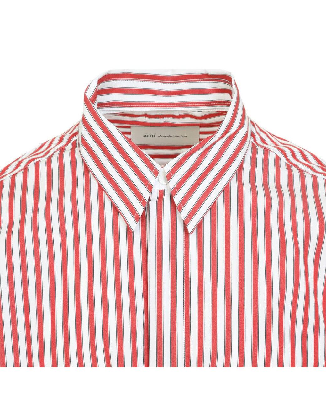 AMI Pink Large Striped Shirt for men
