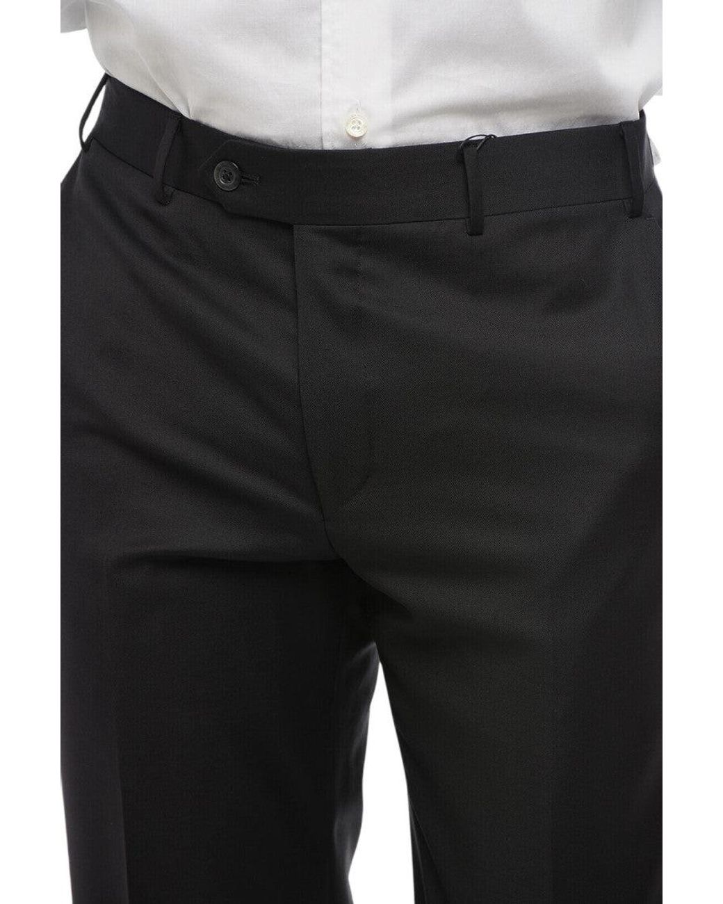 Corneliani Black Flat Front Pants for men