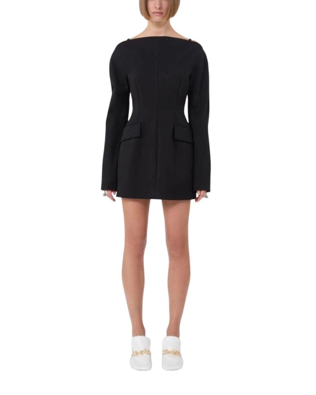 Sportmax Black Boat Neck Mini Dress