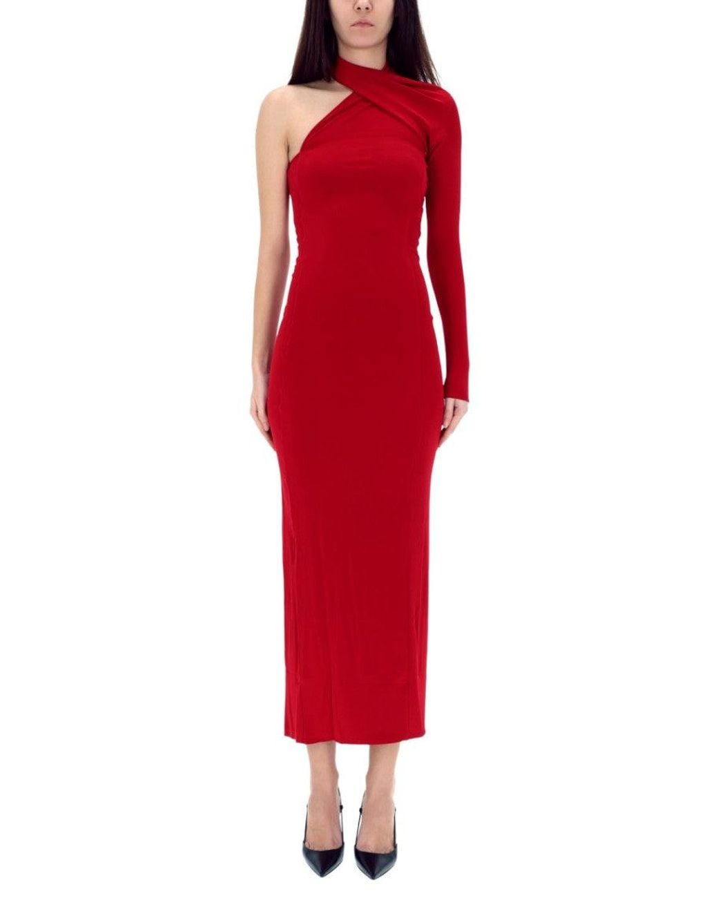 Courreges Red One Shoulder Maxi Dress