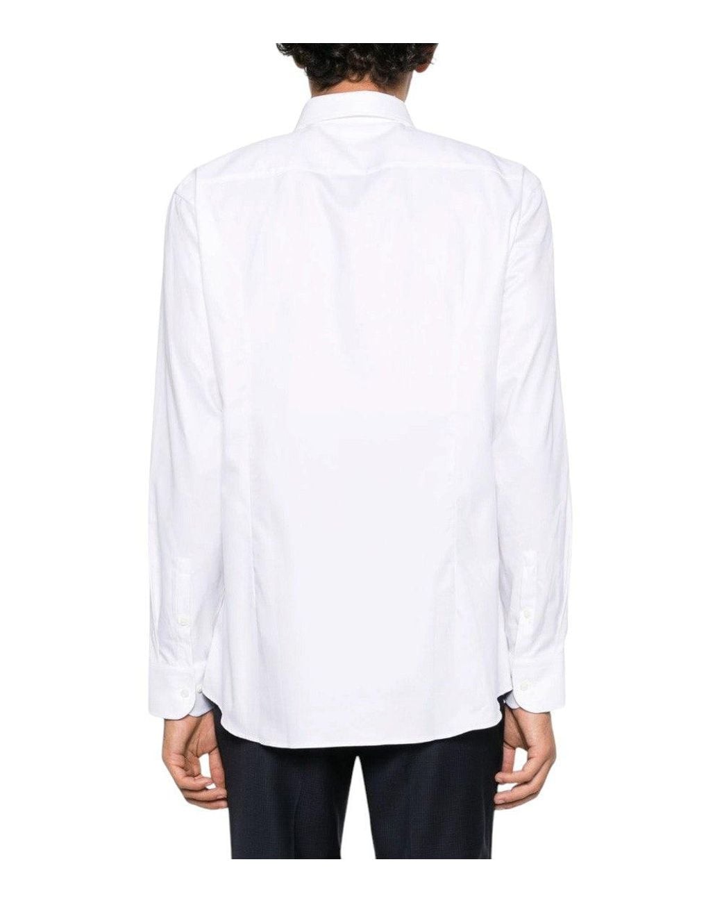 Boss White Slim Solid Shirt for men