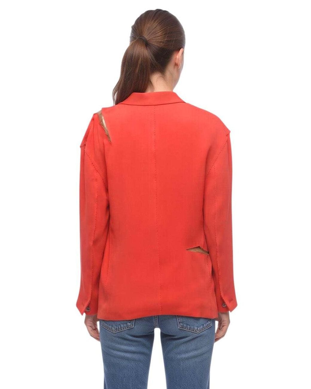 Undercover Red Solid Notched Lapel Blazer