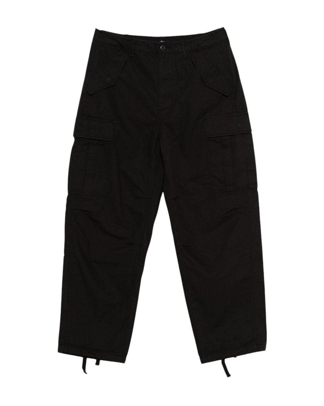 Stussy Black Relaxed Cargo Trousers for men
