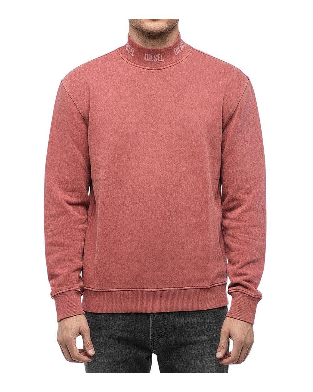 DIESEL Red Mock Collar Sweatshirt for men