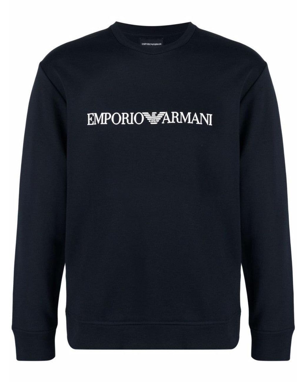 Emporio Armani Blue Logo Cotton Blend Sweatshirt for men