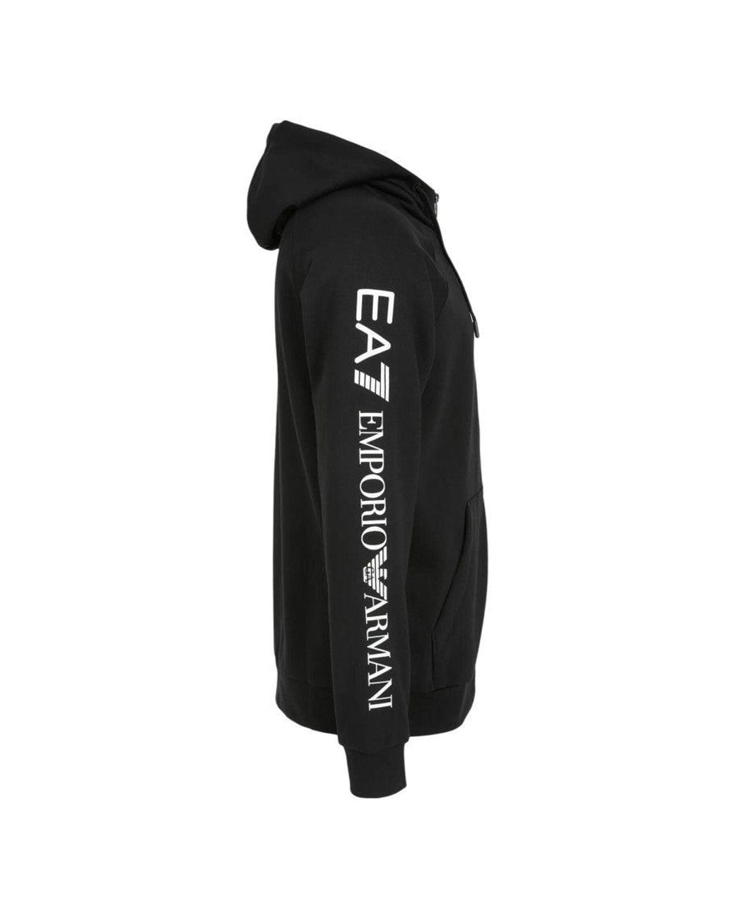 EA7 Black Graphic Logo Hoodie for men